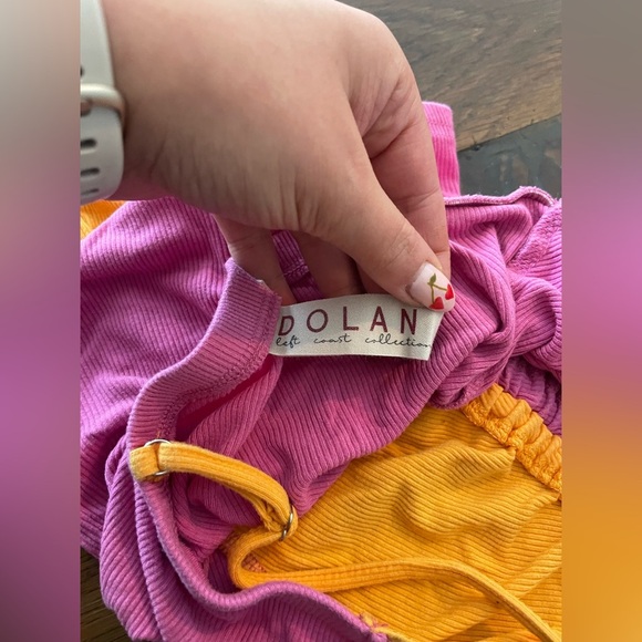 DOLAN from Anthropology Pink and Orange Asymmetrical Spaghetti Strap Tank Top - Picture 3 of 4